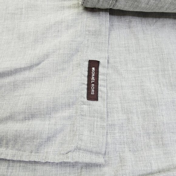 Michael Kors Tailored Fit Size Medium Mens Gray Button Down Long Sleeve Shirt - Picture 7 of 11